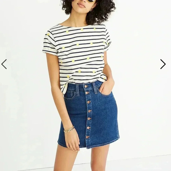 Madewell Stretch Denim Straight Button Mini Skirt in Arroyo Wash - Size … - Picture 1 of 8